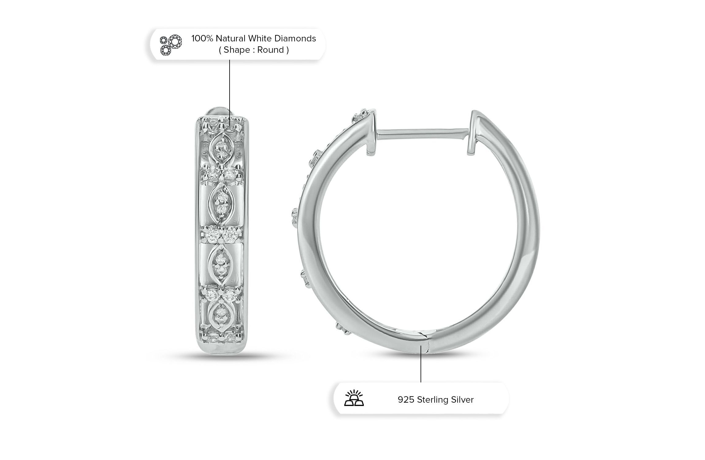 1/4 ct. t.w. Diamond Hoop Earring in Sterling Silver