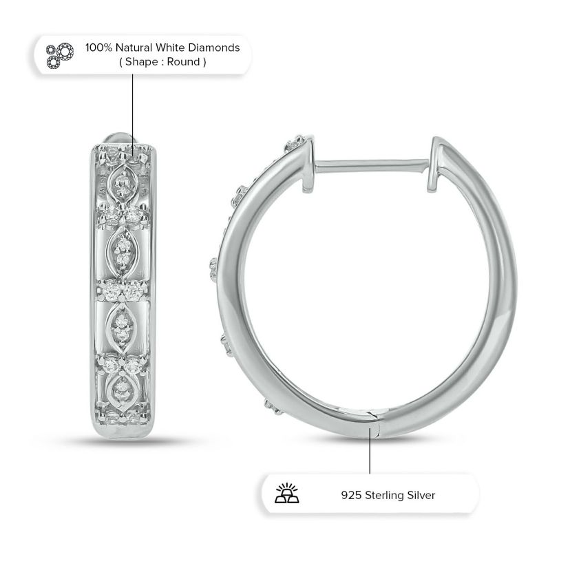 1/4 ct. t.w. Diamond Hoop Earring in Sterling Silver