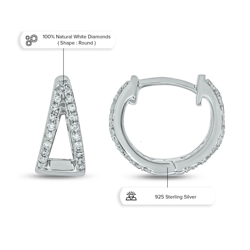 1/4 ct. t.w. Diamond Hoop Earring in Sterling Silver