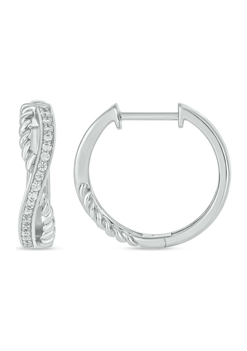 1/4 ct. t.w. Diamond Twist Hoop Earring in sterling Silver
