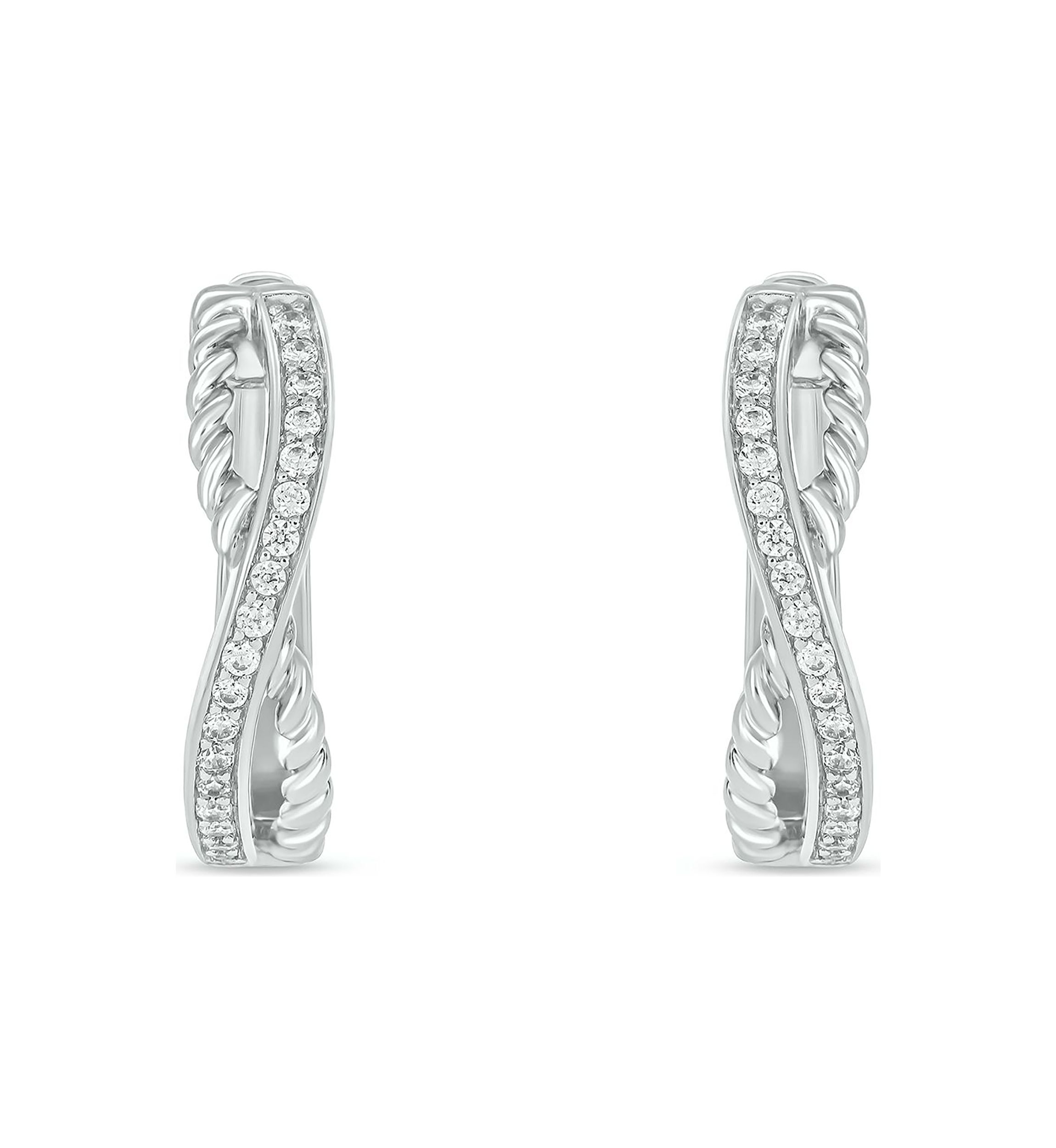 1/4 ct. t.w. Diamond Twist Hoop Earring in sterling Silver