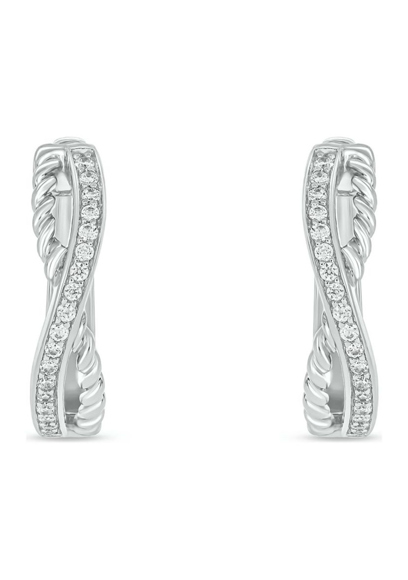 1/4 ct. t.w. Diamond Twist Hoop Earring in sterling Silver