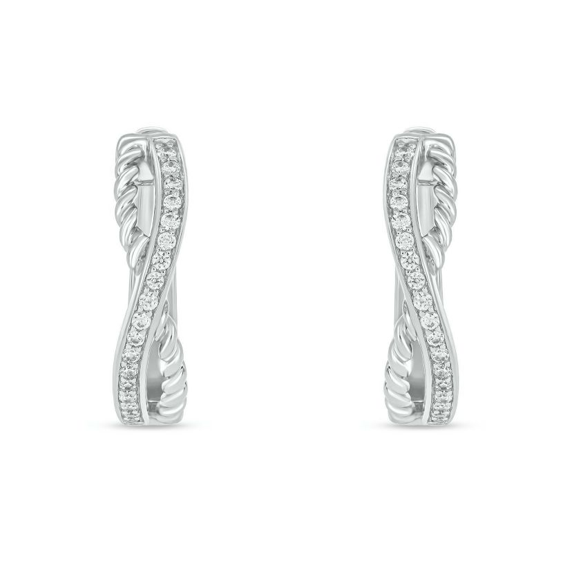 1/4 ct. t.w. Diamond Twist Hoop Earring in sterling Silver