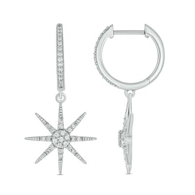 Belk & Co 1/4 ct. t.w. Diamond Star Hoop Earring in sterling Silver, White