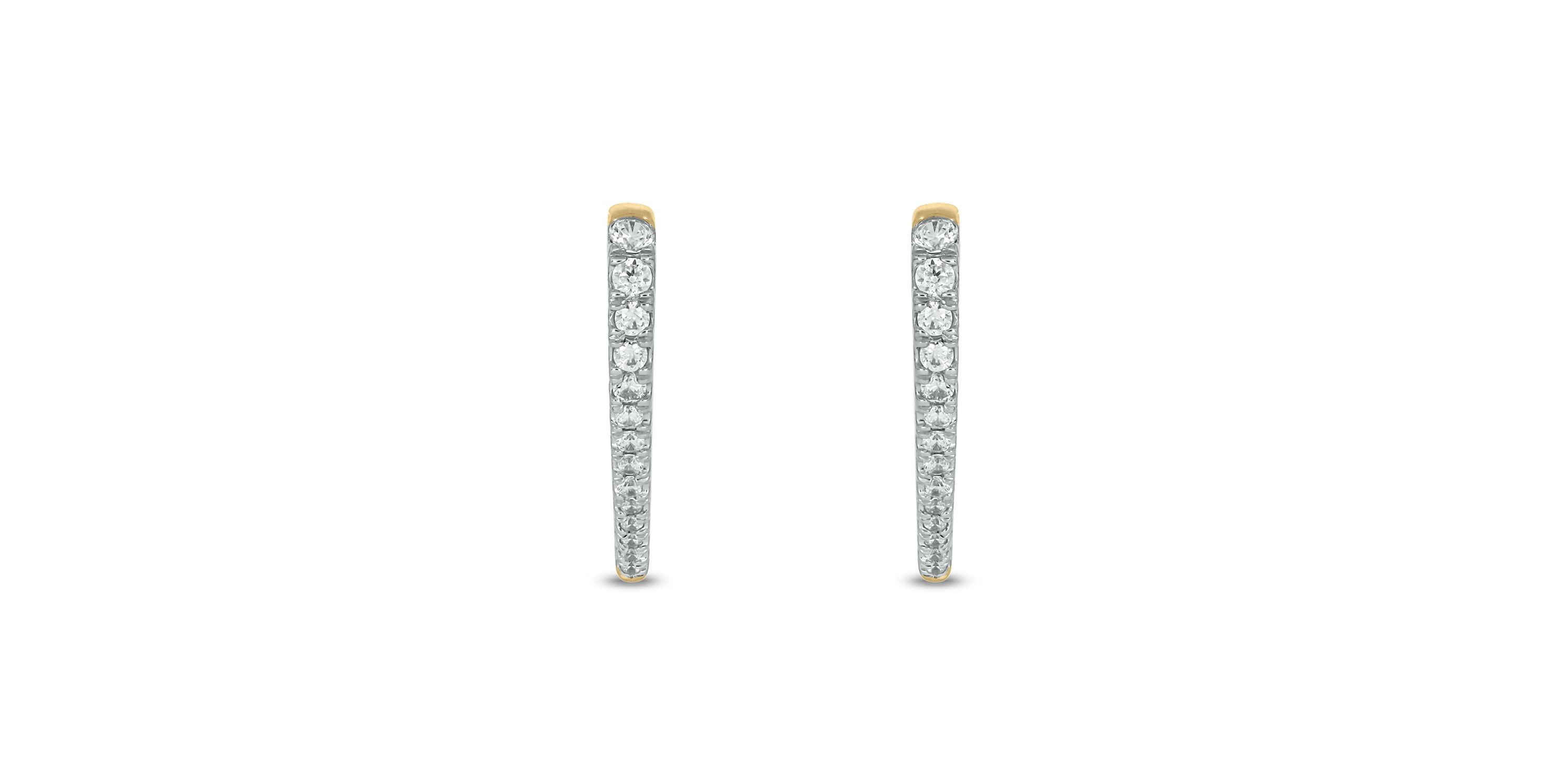 1/4 carat, Diamond Heart Hoop Earring in 14K Yellow Gold