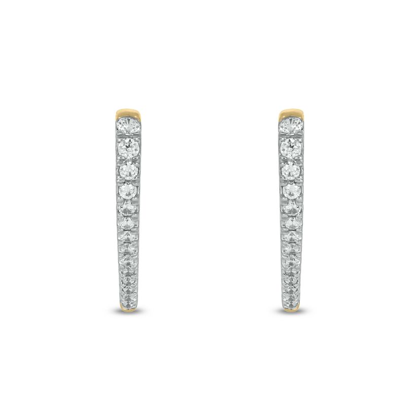 1/4 carat, Diamond Heart Hoop Earring in 14K Yellow Gold