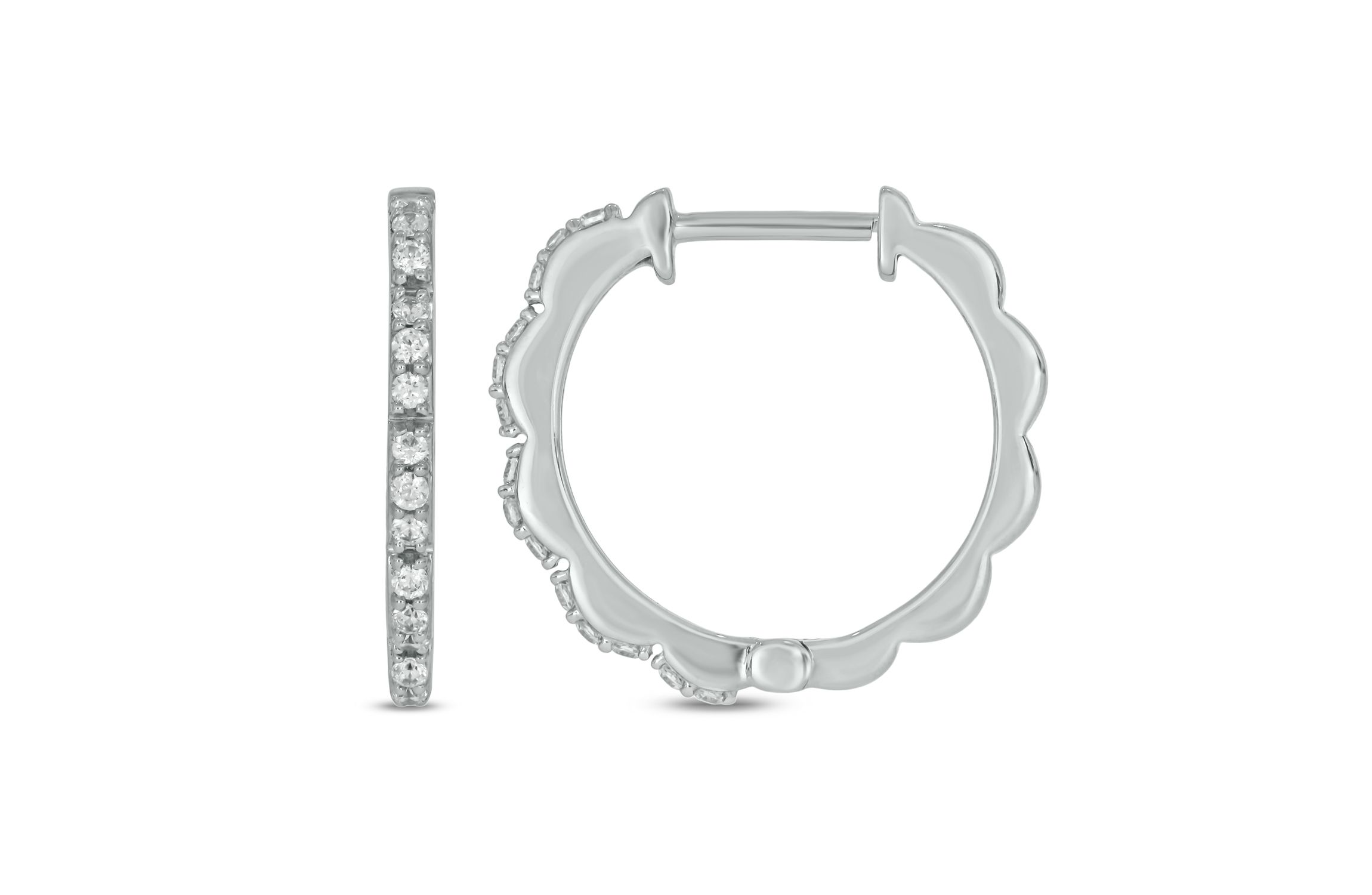 1/4 ct.t.w  Diamond Hoop Earring in 14K White Gold
