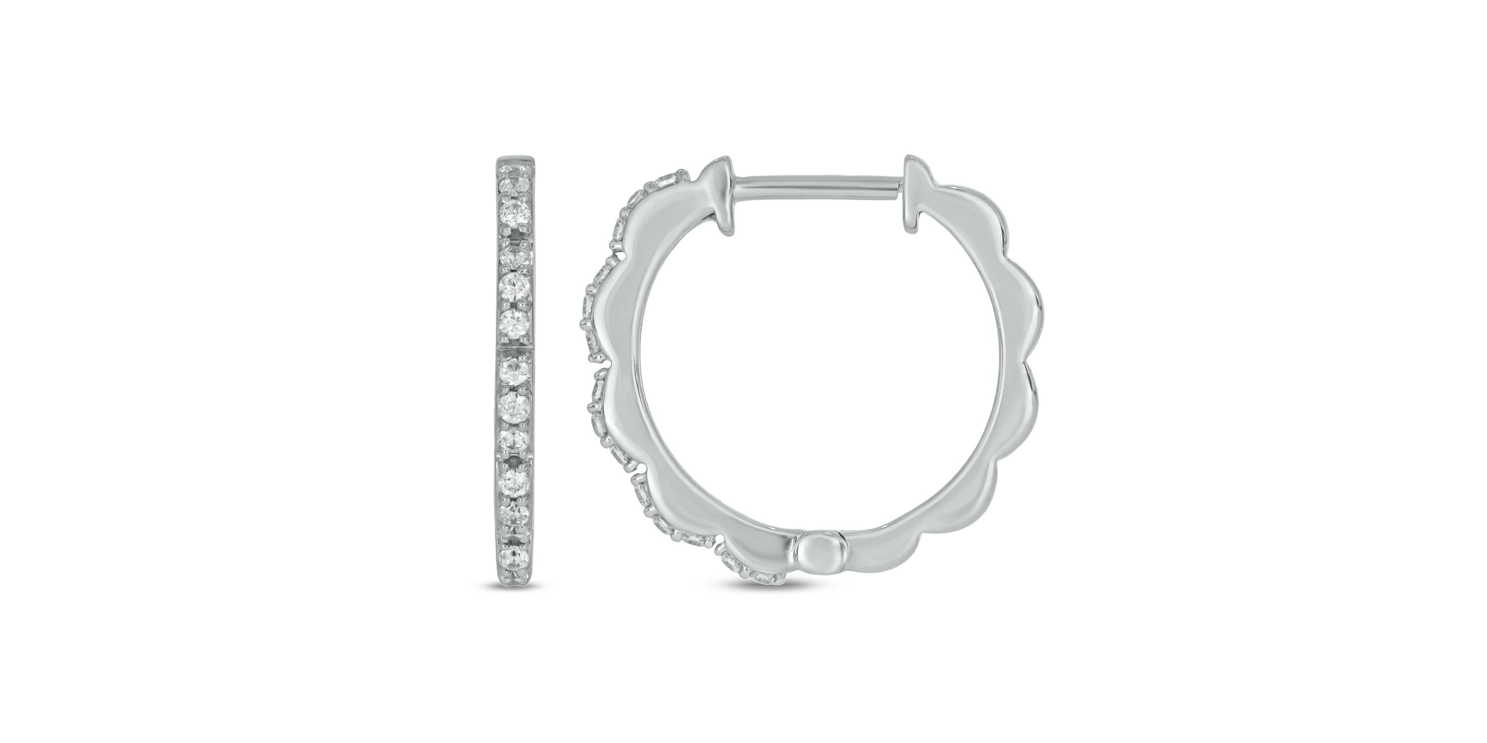 1/4 ct.t.w  Diamond Hoop Earring in 14K White Gold