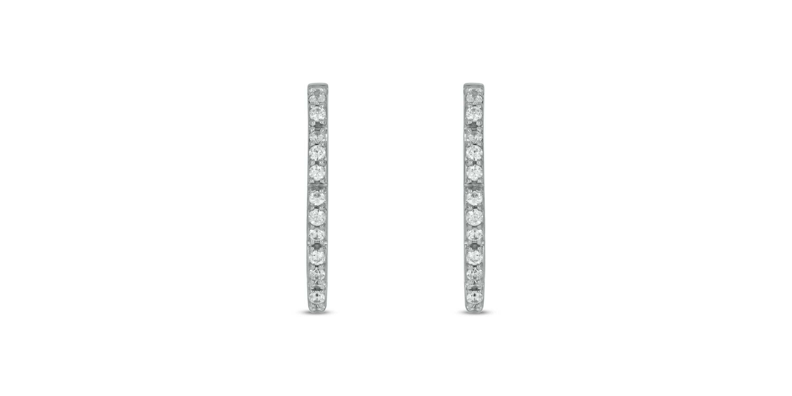 1/4 ct.t.w  Diamond Hoop Earring in 14K White Gold