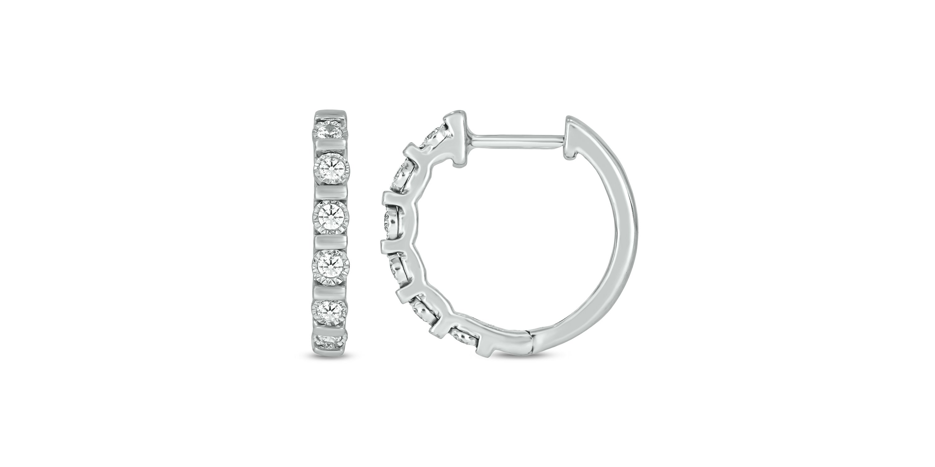 1/4 carat, Diamond Exquisite Hoop Earring in 14K White Gold