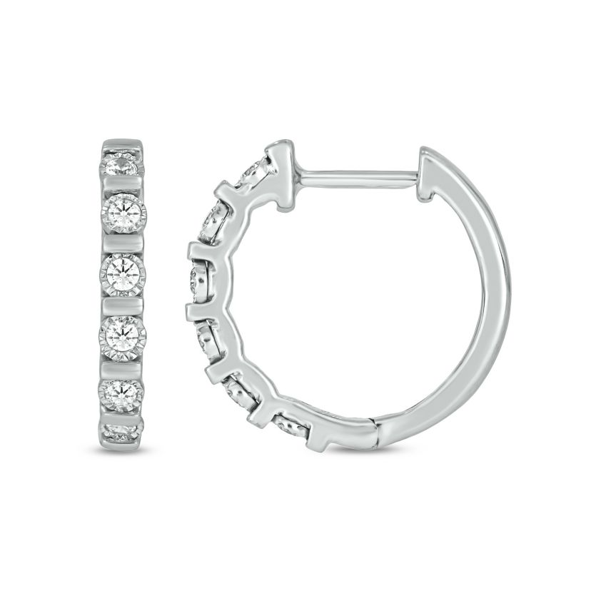 1/4 carat, Diamond Exquisite Hoop Earring in 14K White Gold