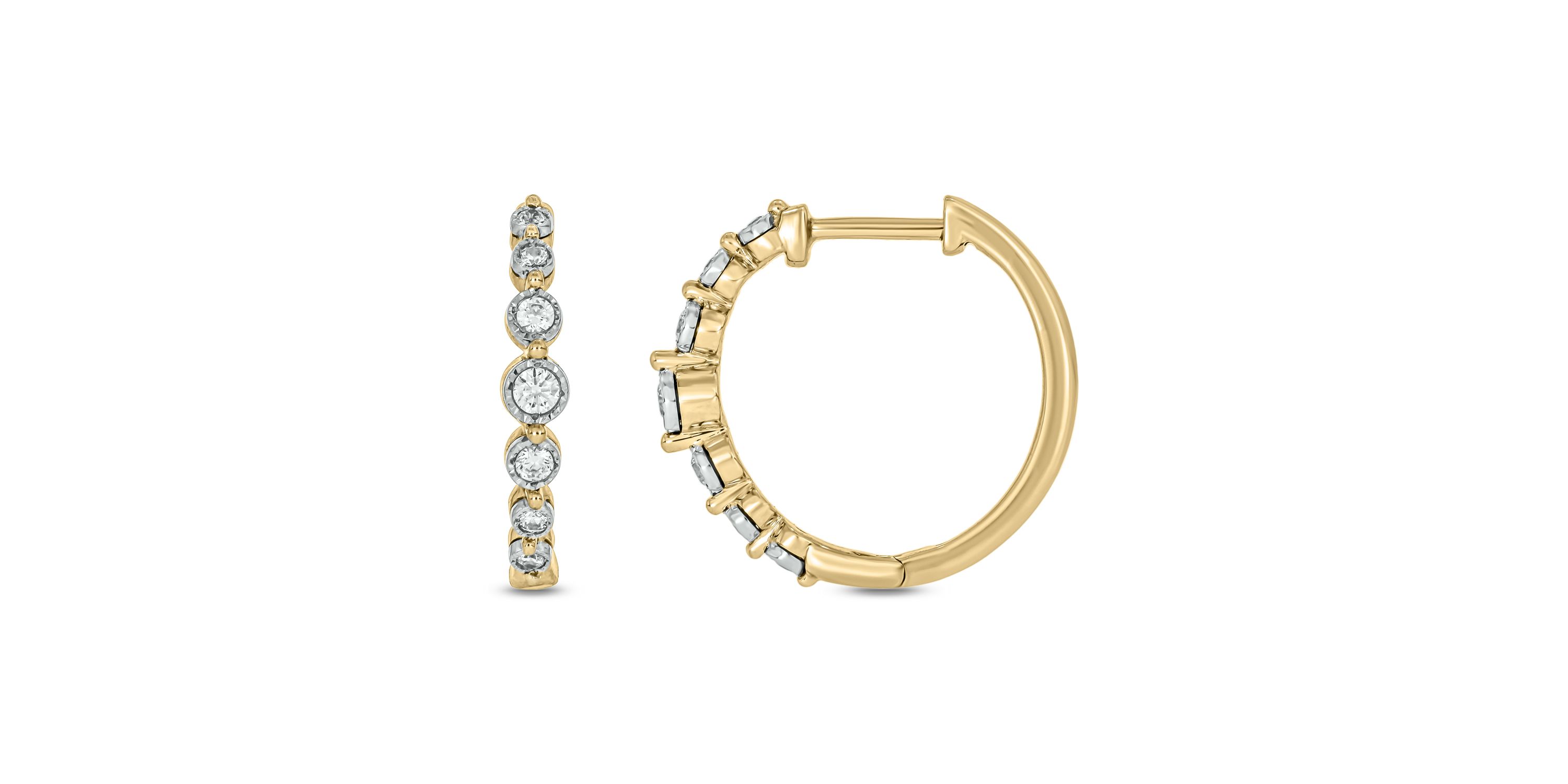 1/4 carat, Diamond Exquisite Hoop Earring in 14K Yellow Gold