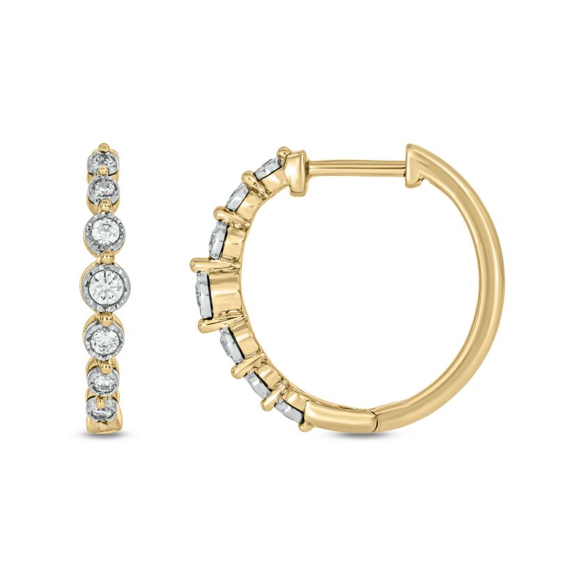 1/4 carat, Diamond Exquisite Hoop Earring in 14K Yellow Gold