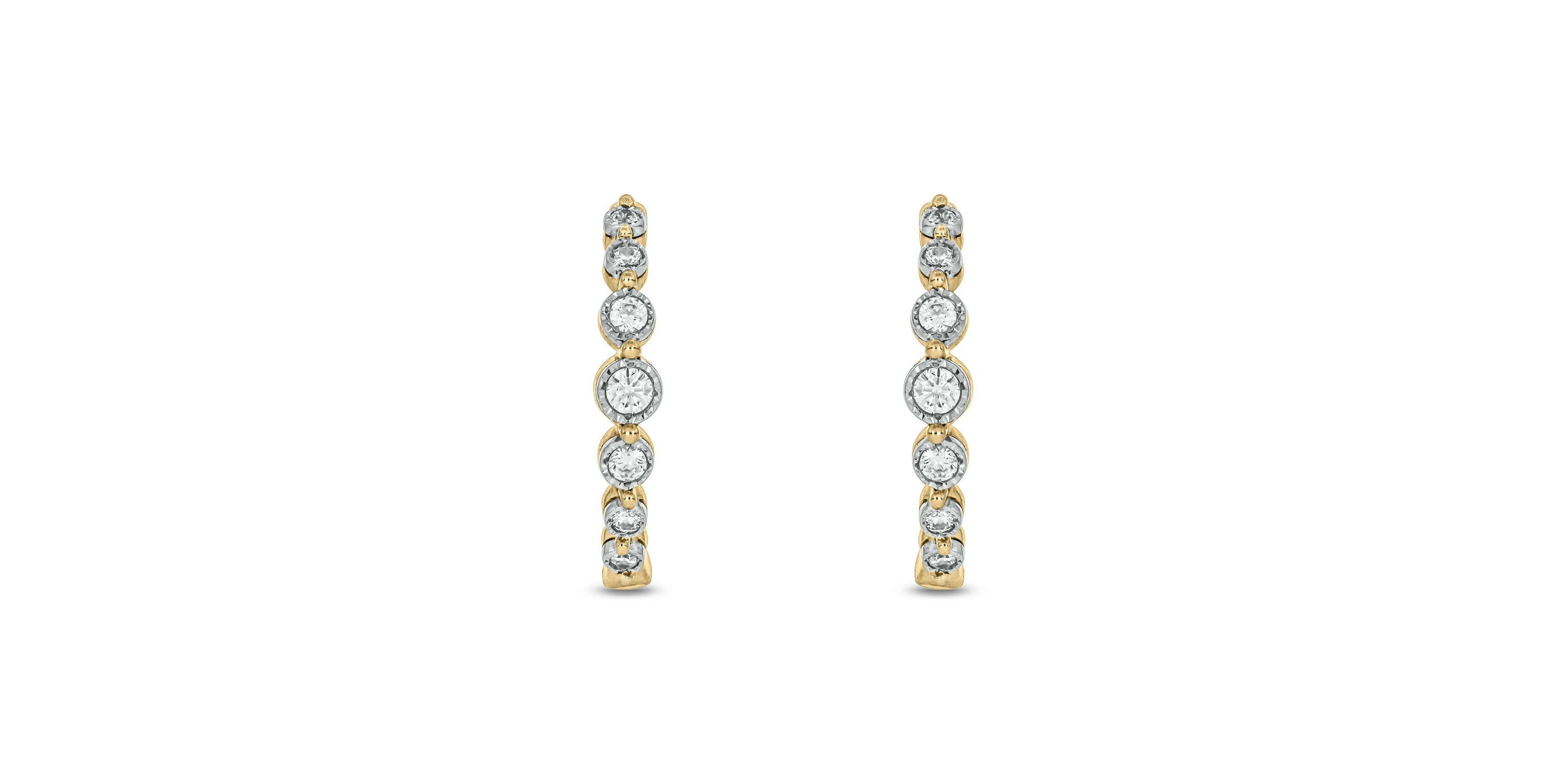 1/4 carat, Diamond Exquisite Hoop Earring in 14K Yellow Gold