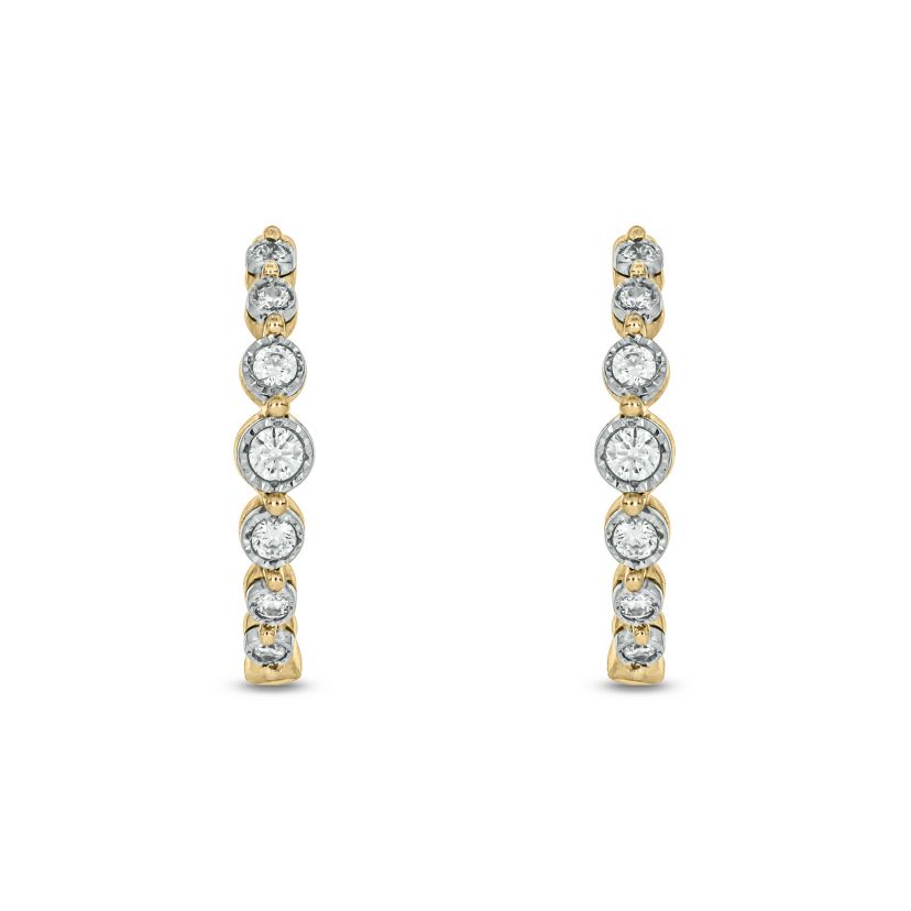 1/4 carat, Diamond Exquisite Hoop Earring in 14K Yellow Gold