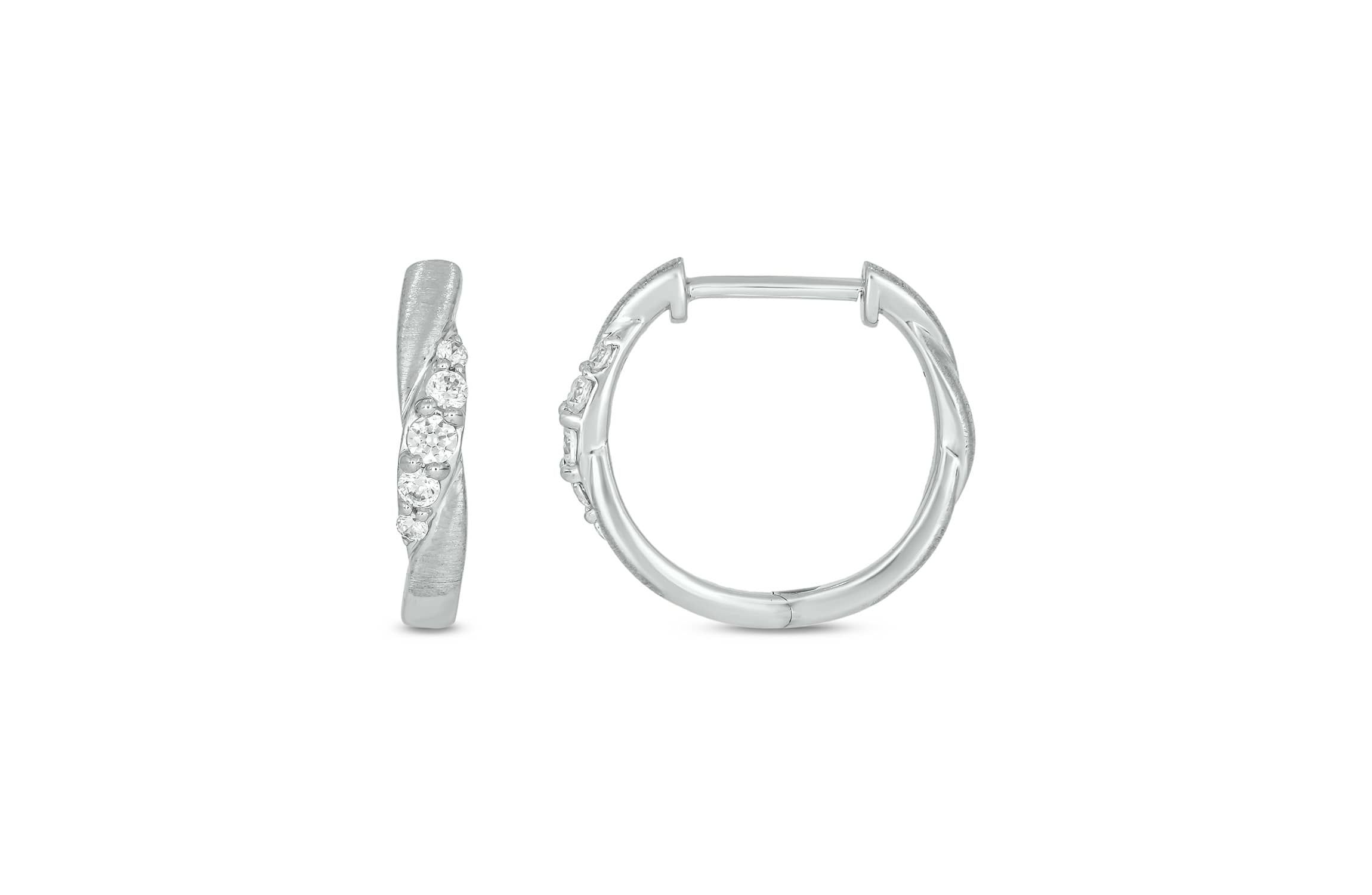 Lab Created 1/4 Carat Lab Grown Diamond Hoops Earring in Sterling Silver