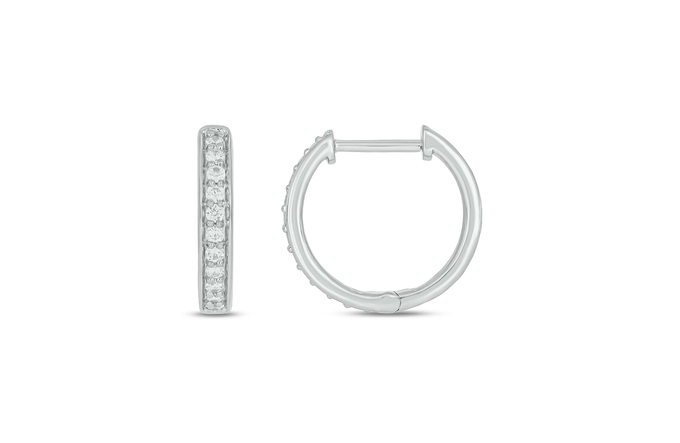 Lab Created 1/4 Carat Lab Grown Diamond Hoop Earrings in Sterling Silver