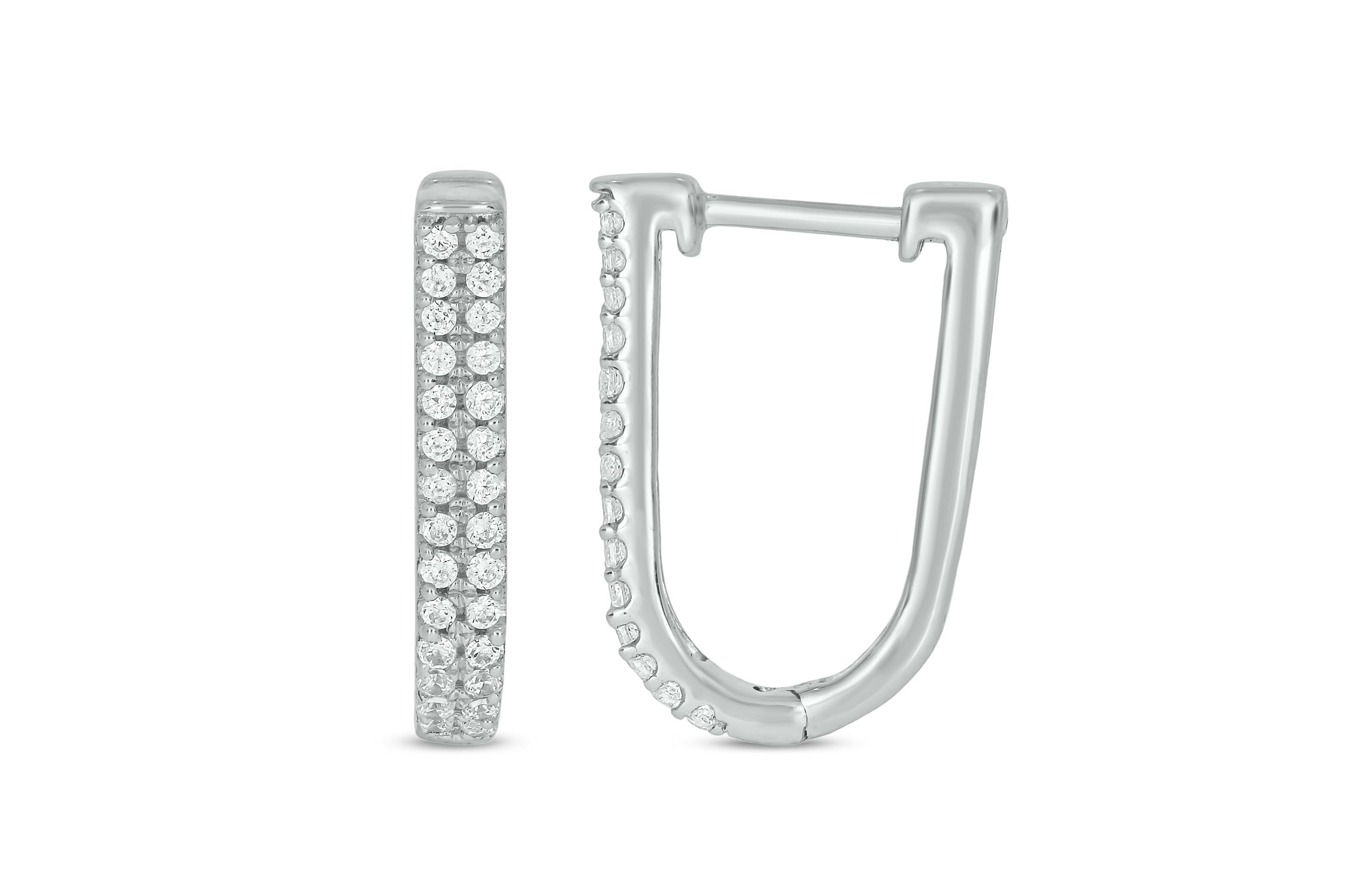 1/3 ct.t.w  Diamond Hoop Earring in 14K White Gold