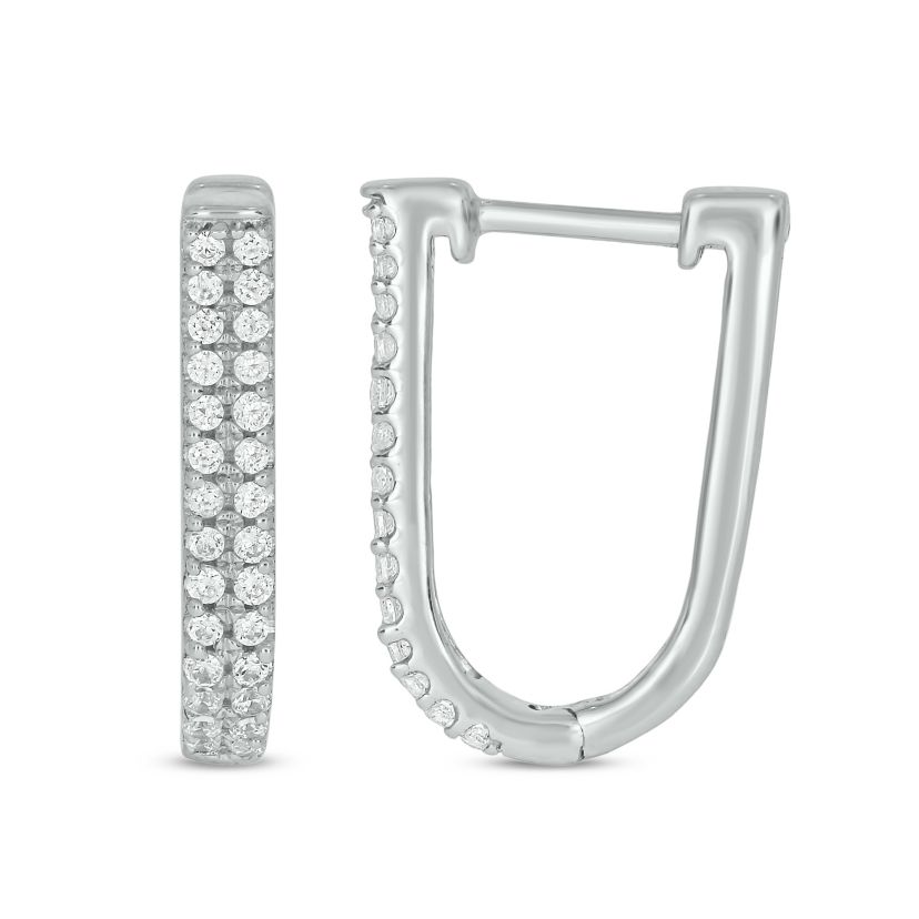 1/3 ct.t.w  Diamond Hoop Earring in 14K White Gold