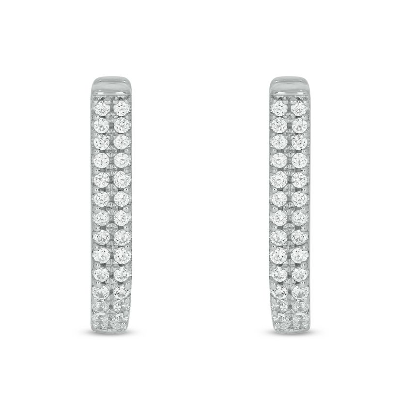 1/3 ct.t.w  Diamond Hoop Earring in 14K White Gold