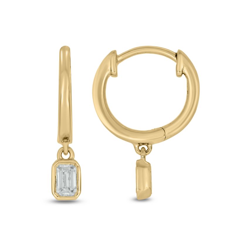 1/3 ct.t.w  Diamond Hoop Dangler Fancy Cut Earring in 14K Yellow Gold