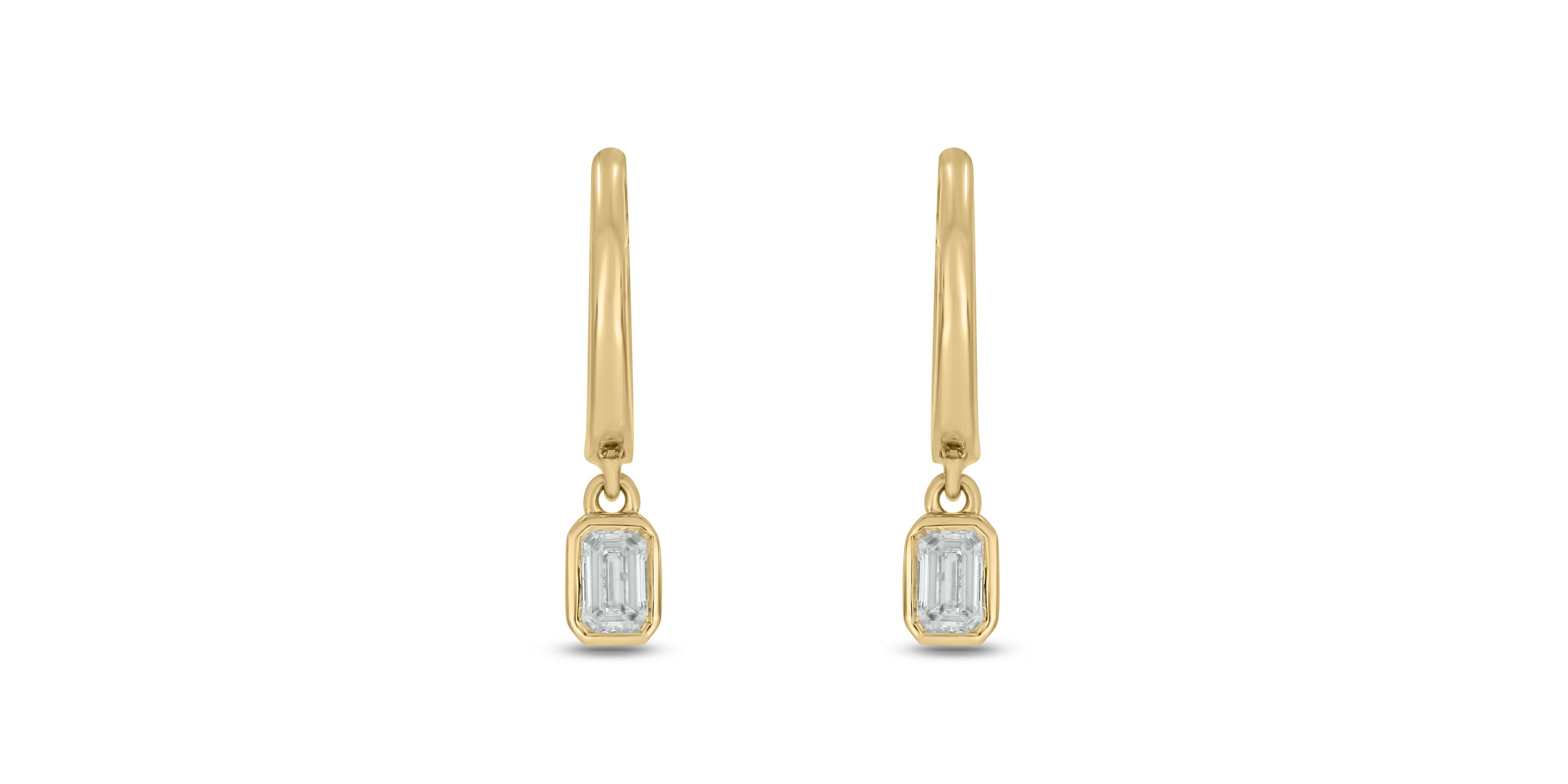 1/3 ct.t.w  Diamond Hoop Dangler Fancy Cut Earring in 14K Yellow Gold