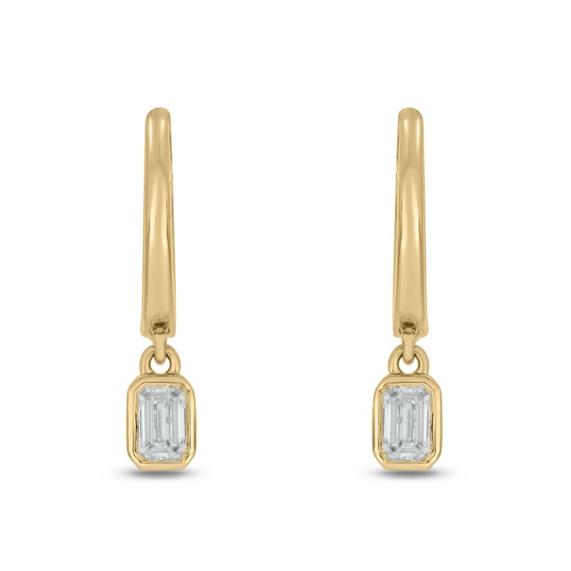 1/3 ct.t.w  Diamond Hoop Dangler Fancy Cut Earring in 14K Yellow Gold