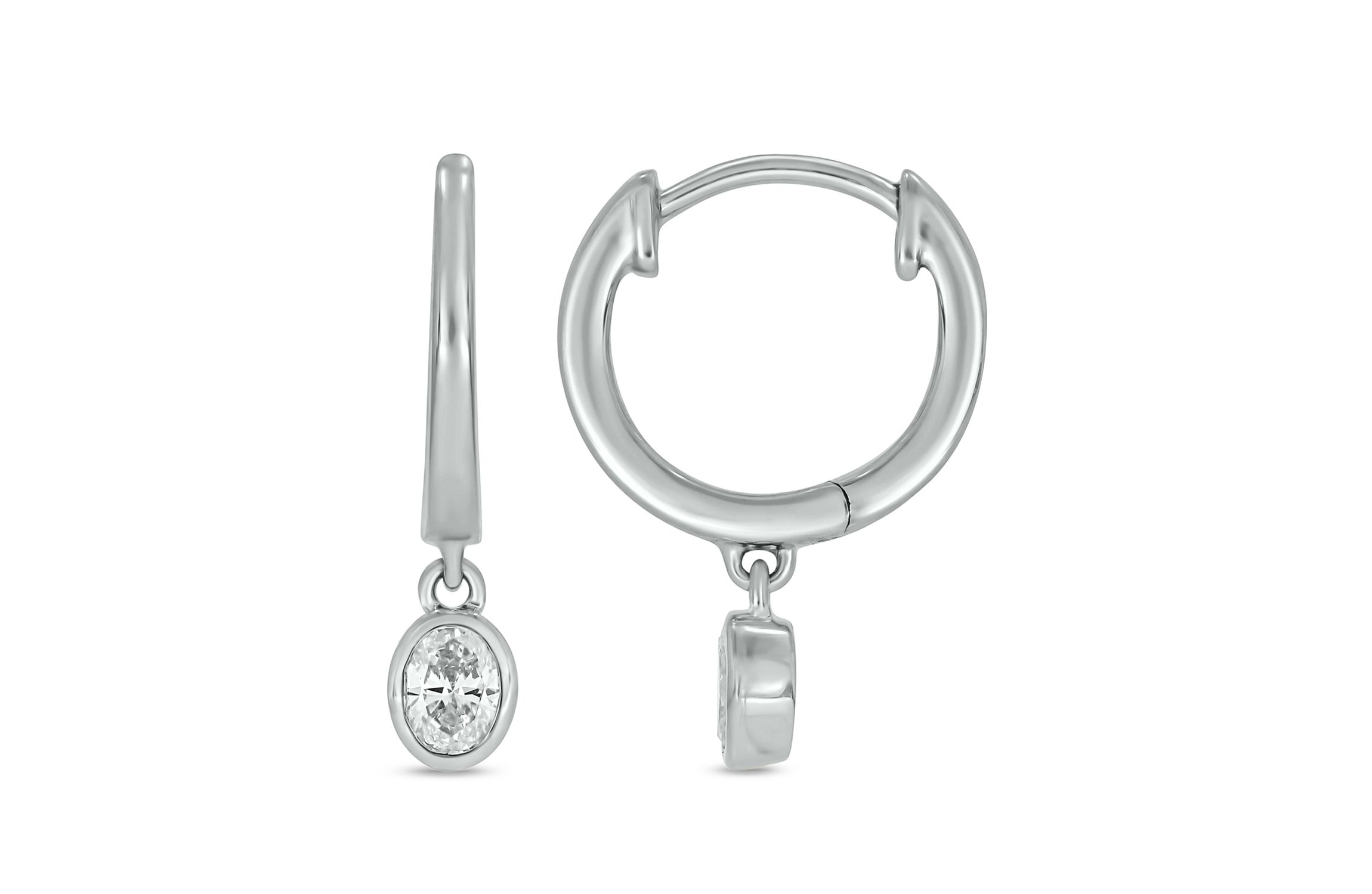 1/3 ct.t.w  Diamond Hoop Dangles Earring in 14K White Gold
