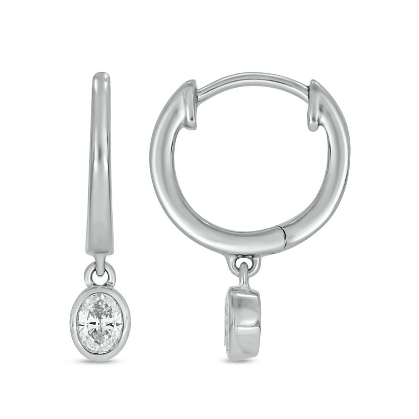 1/3 ct.t.w  Diamond Hoop Dangles Earring in 14K White Gold