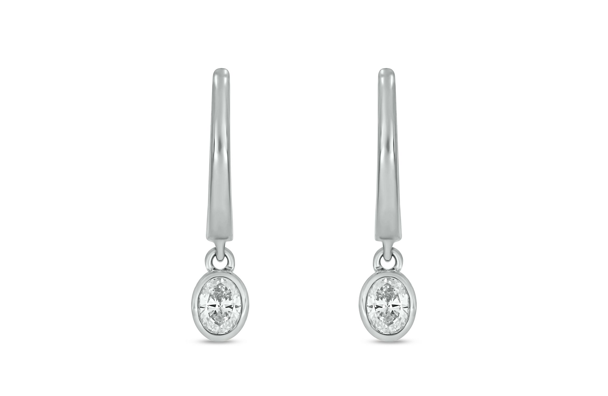 1/3 ct.t.w  Diamond Hoop Dangles Earring in 14K White Gold