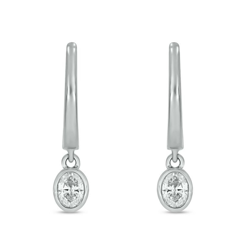 1/3 ct.t.w  Diamond Hoop Dangles Earring in 14K White Gold