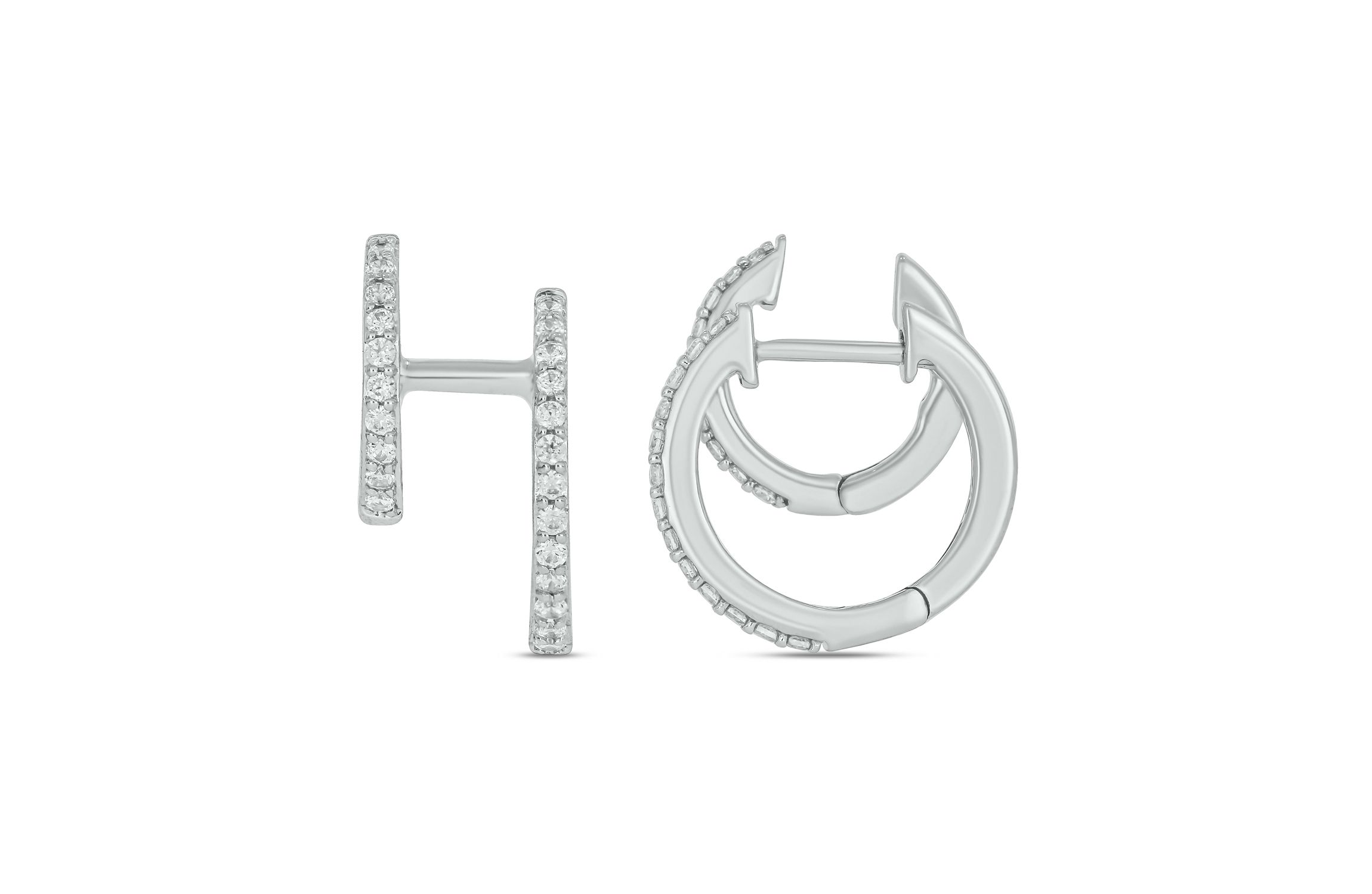1/3 ct.t.w  Diamond Hoop Ear Cuff Earring in 14K White Gold