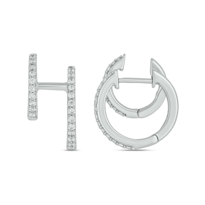 1/3 ct.t.w  Diamond Hoop Ear Cuff Earring in 14K White Gold