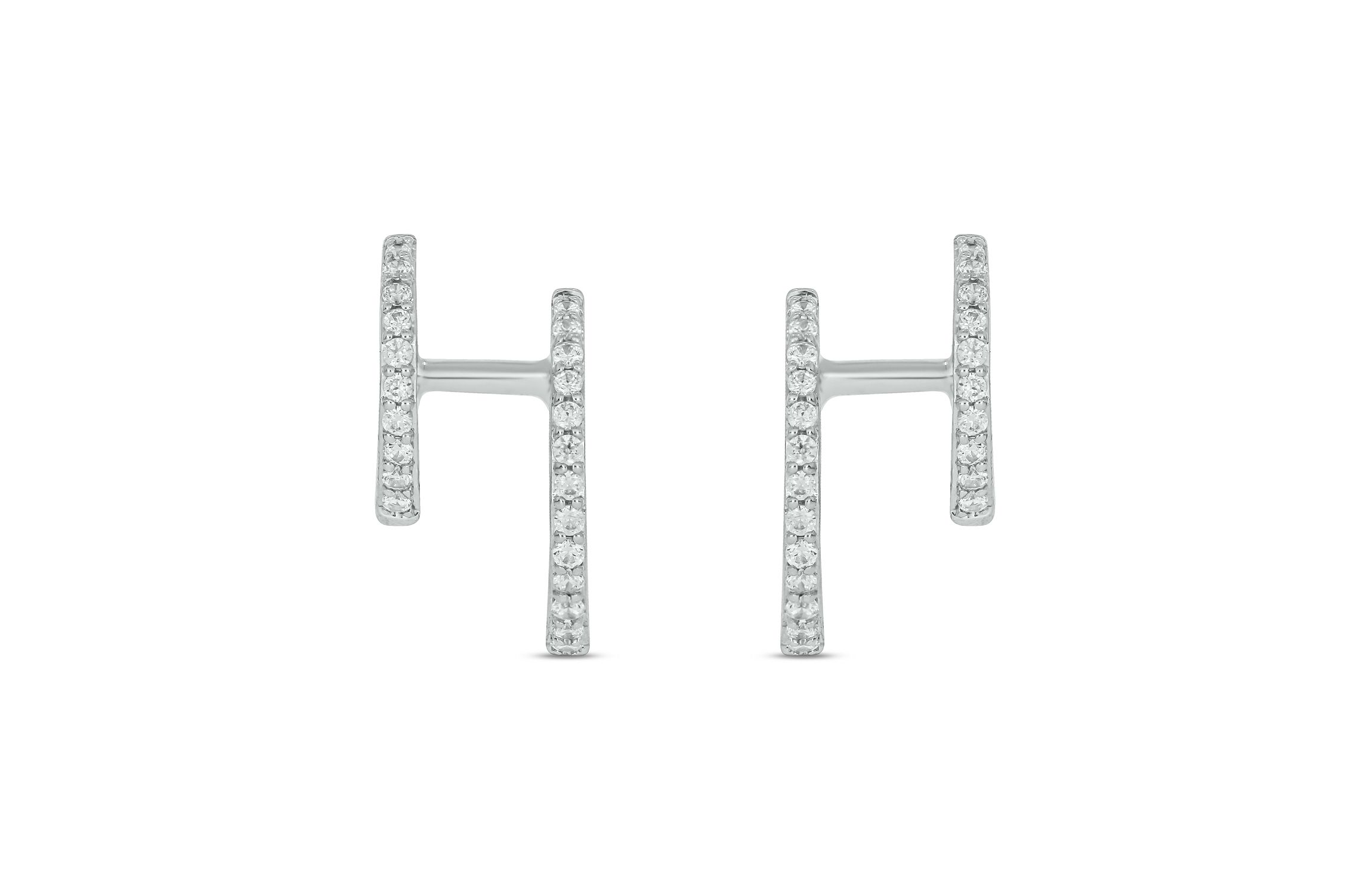 1/3 ct.t.w  Diamond Hoop Ear Cuff Earring in 14K White Gold