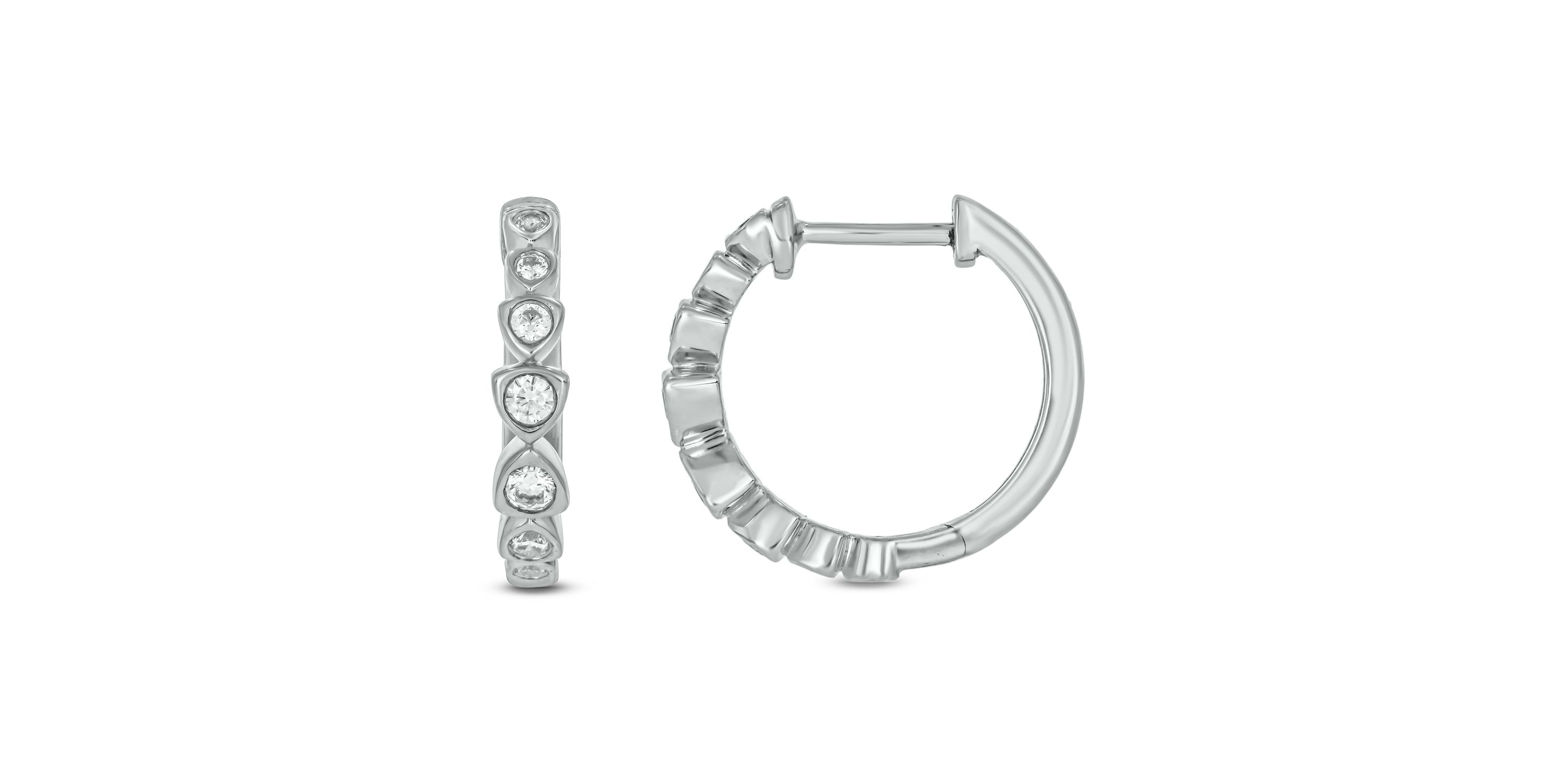 1/3 carat, Diamond Hoop Earring in 14K White Gold