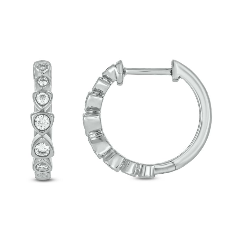 1/3 carat, Diamond Hoop Earring in 14K White Gold