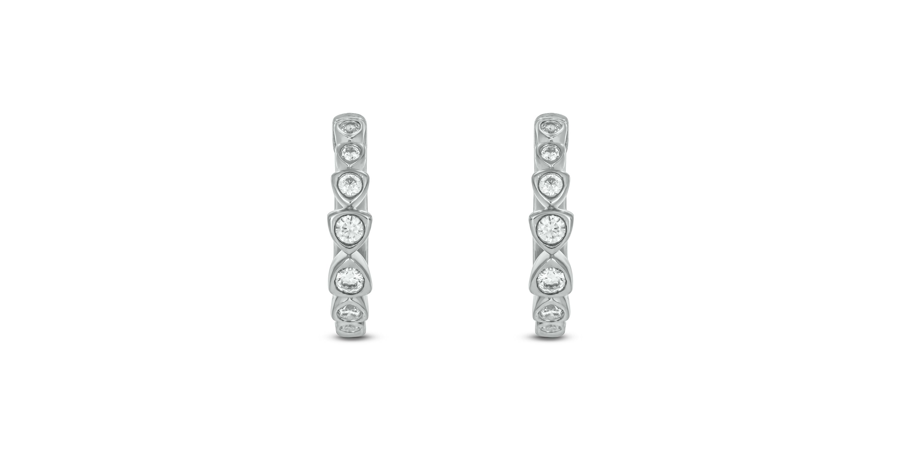 1/3 carat, Diamond Hoop Earring in 14K White Gold