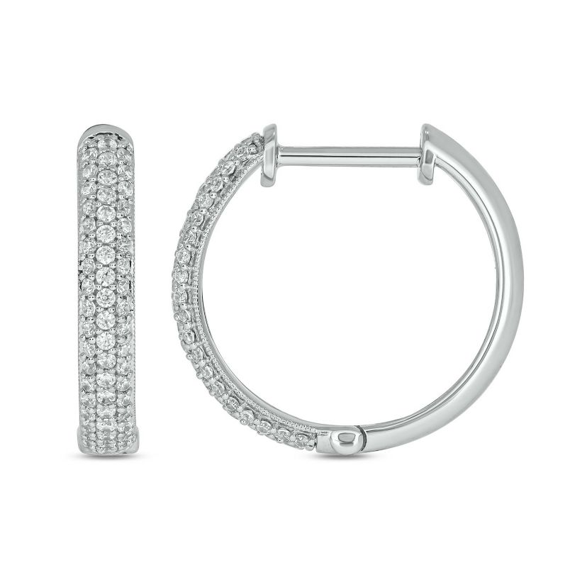1/2 ct. t.w. Diamond Hoop Earring in Sterling Silver