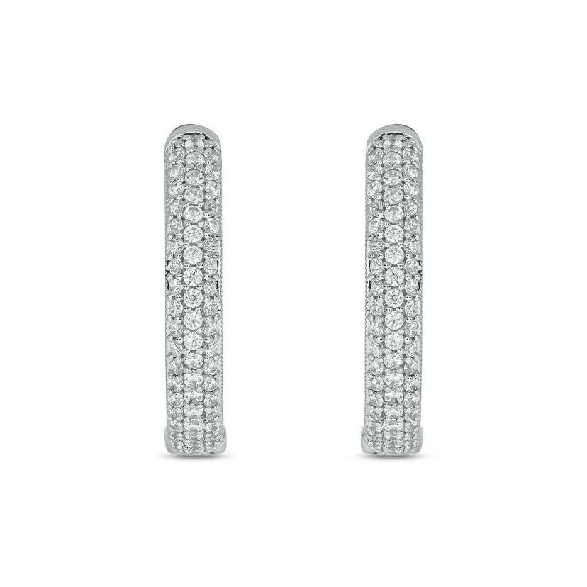 1/2 ct. t.w. Diamond Hoop Earring in Sterling Silver
