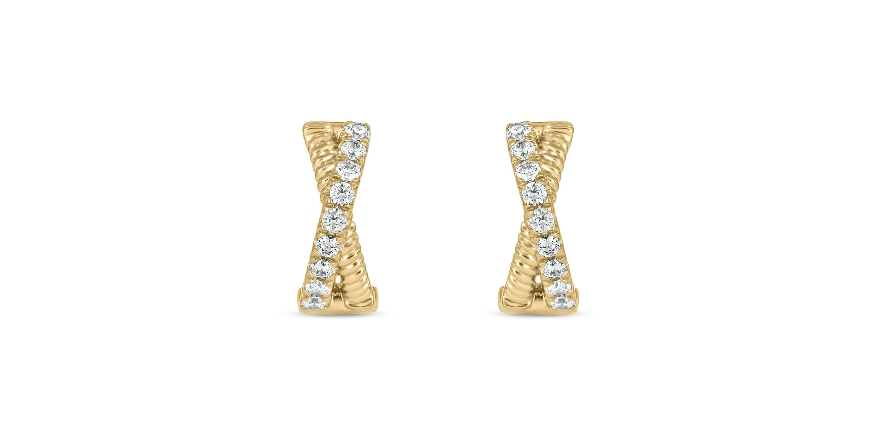 1/2 carat, Diamond X Hoop Rope Earring in 14K Yellow Gold