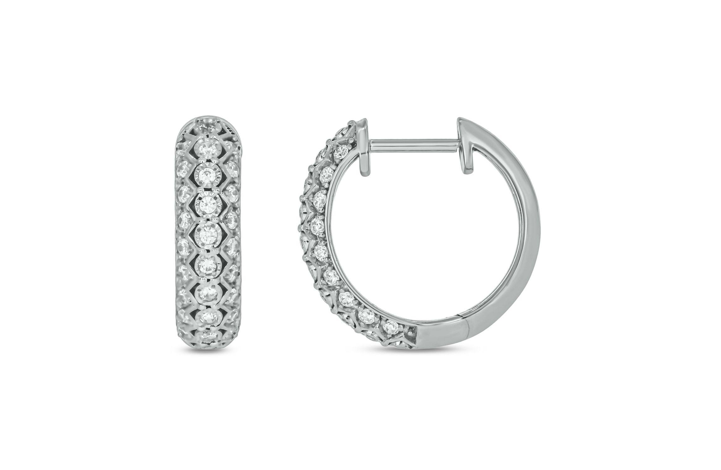 1/2 carat, Diamond Dazzling Hoop Earring in 14K White Gold