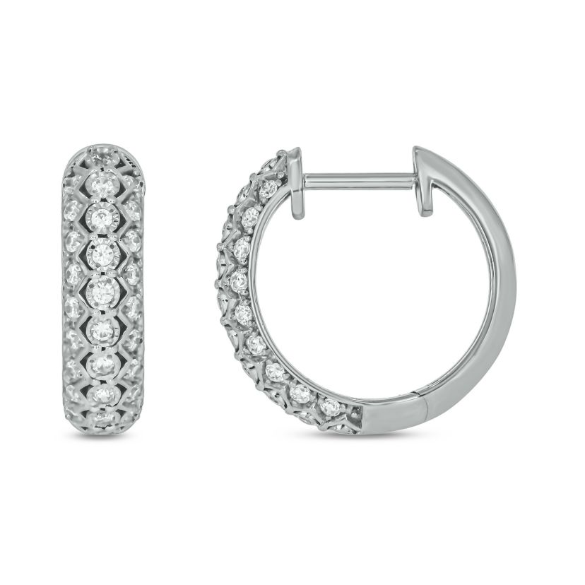 1/2 carat, Diamond Dazzling Hoop Earring in 14K White Gold
