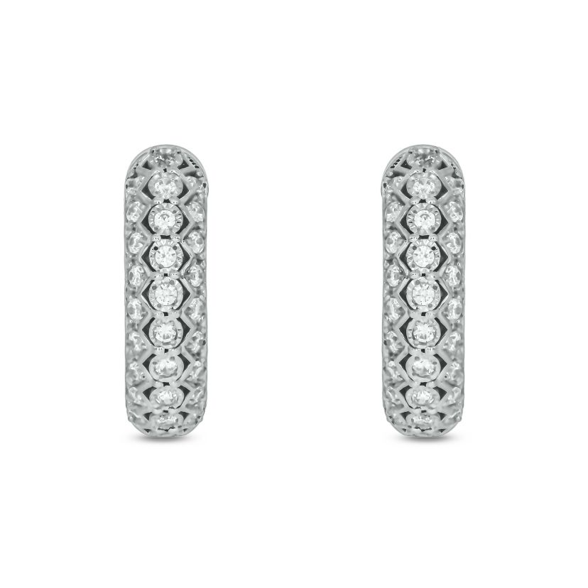 1/2 carat, Diamond Dazzling Hoop Earring in 14K White Gold