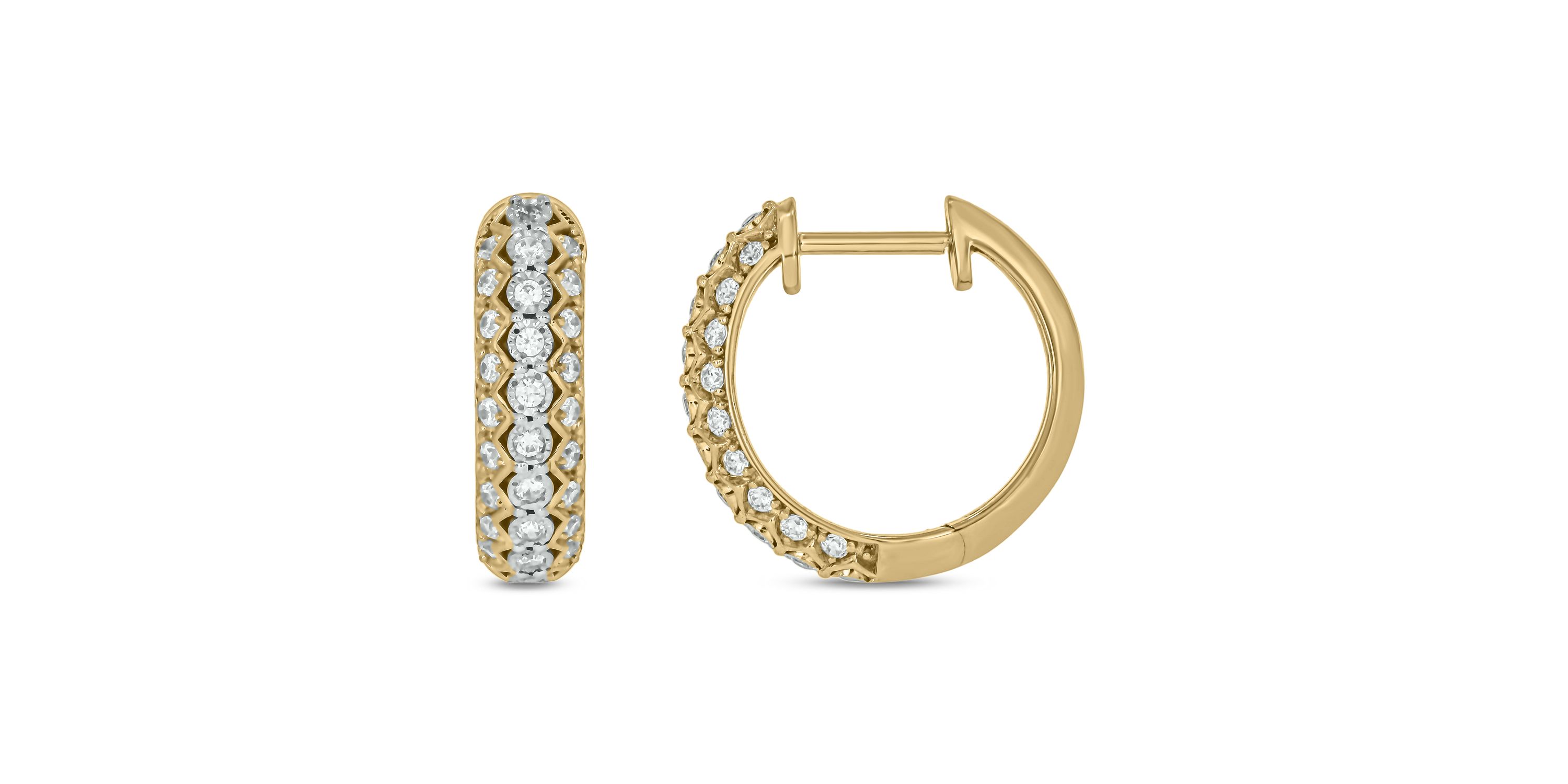 1/2 carat, Diamond Dazzling Hoop Earring in 14K Yellow Gold