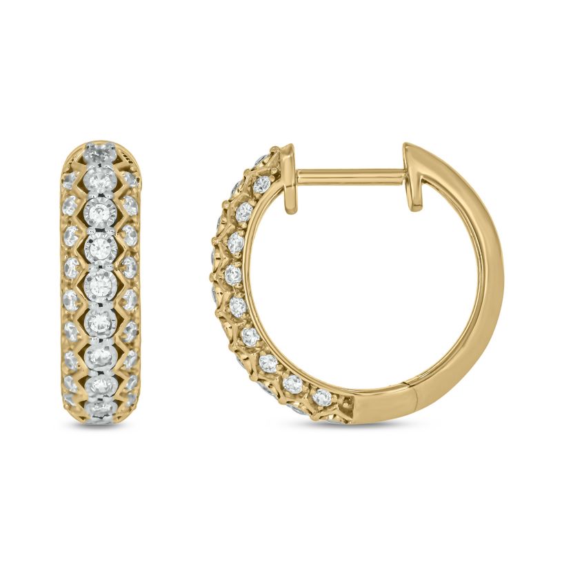 1/2 carat, Diamond Dazzling Hoop Earring in 14K Yellow Gold