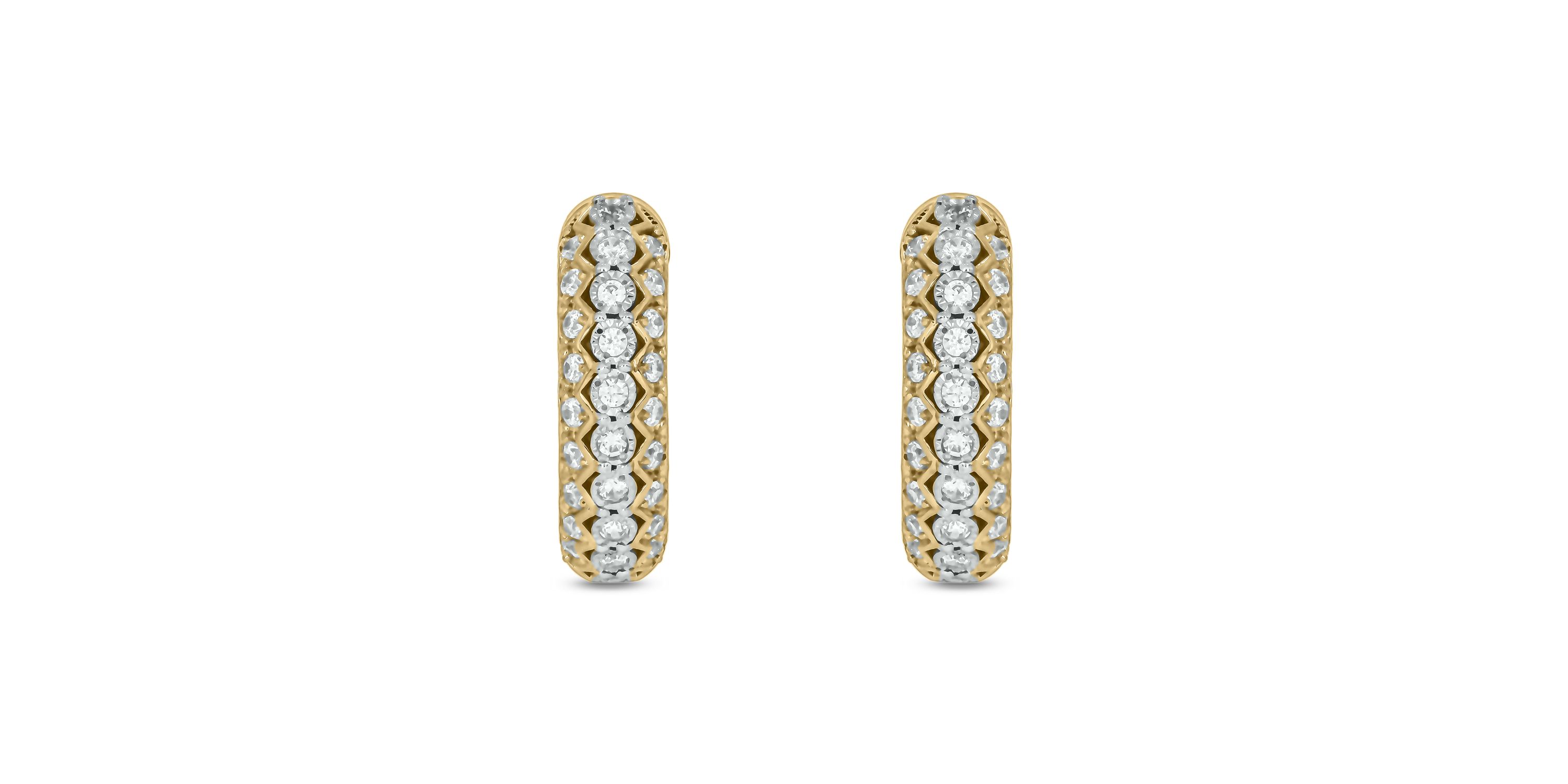 1/2 carat, Diamond Dazzling Hoop Earring in 14K Yellow Gold