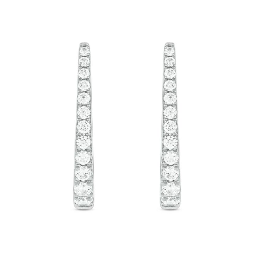 Lab Created 1/2 Carat Lab Grown Diamond Hoop Earrings in Sterling Silver