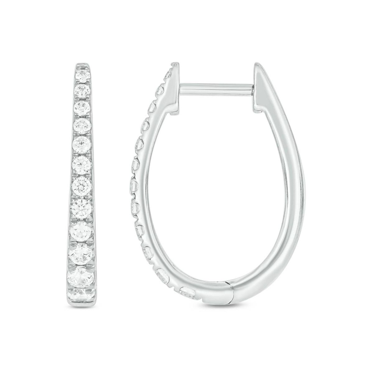 Lab Created 1/2 Carat Lab Grown Diamond Hoop Earrings in Sterling Silver