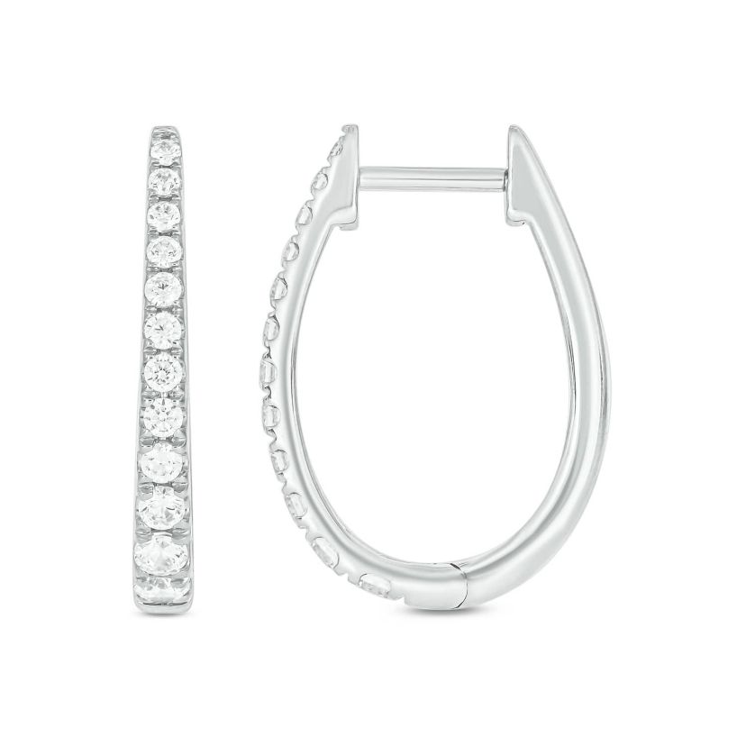 Lab Created 1/2 Carat Lab Grown Diamond Hoop Earrings in Sterling Silver