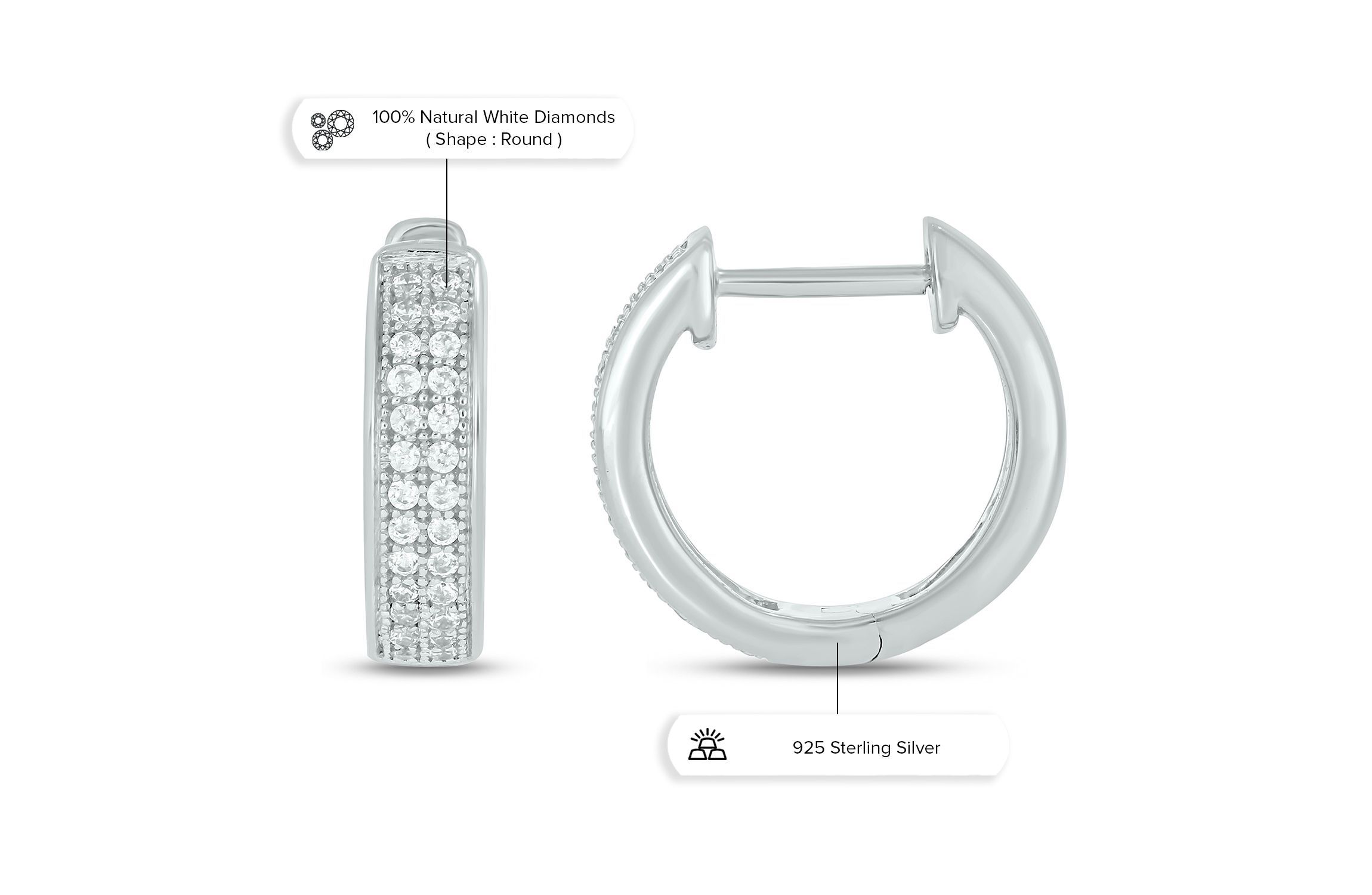1/5 ct. t.w. Diamond Mens Hoop Earring in Sterling Silver